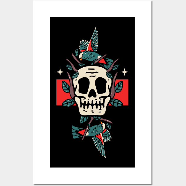 Skull Bird Wall Art by evolet store